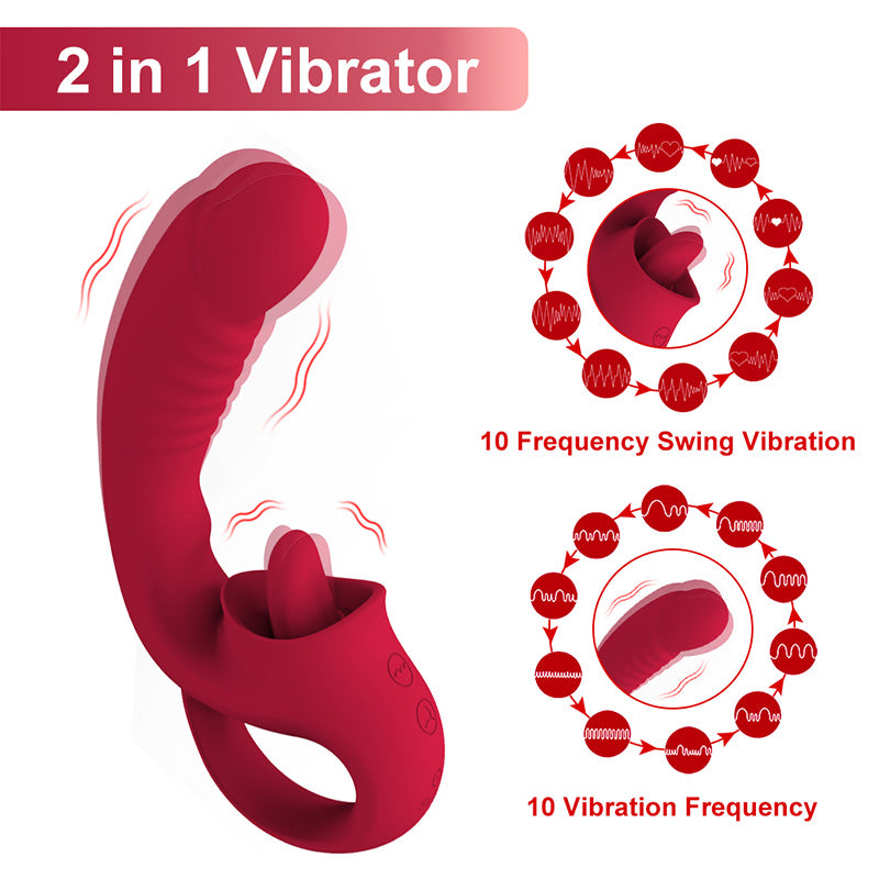 2 in 1 vibrator  licking dual vibrator 10 vibrating modes