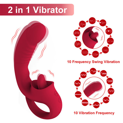 2 in 1 vibrator  licking dual vibrator 10 vibrating modes