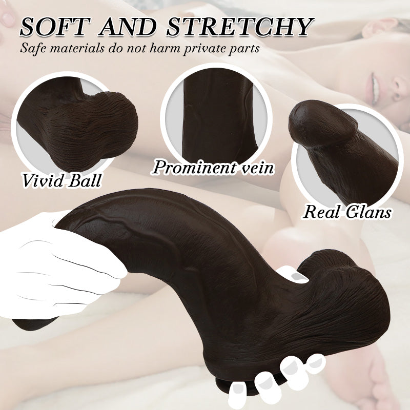 12.99 Inch Big Black Dildo, Soft Realistic with Powerful Suction Cup