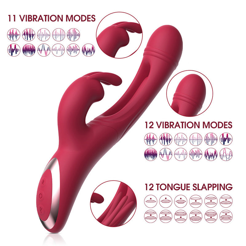 G-Spot Rabbit Vibrator with Strong Tongue Licking Flapping
