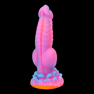 Wild Dog Dildo - 8.66inch Pink Glowing Monster Dildo with 2 Knots and Suction Cup