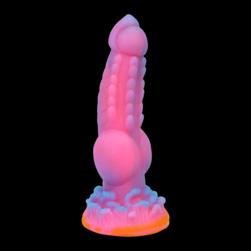 Wild Dog Dildo - 8.66inch Pink Glowing Monster Dildo with 2 Knots and Suction Cup