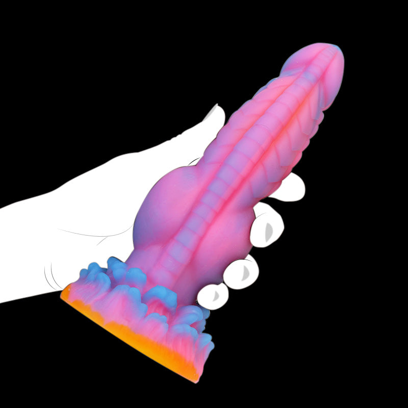 Wild Dog Dildo - 8.66inch Pink Glowing Monster Dildo with 2 Knots and Suction Cup