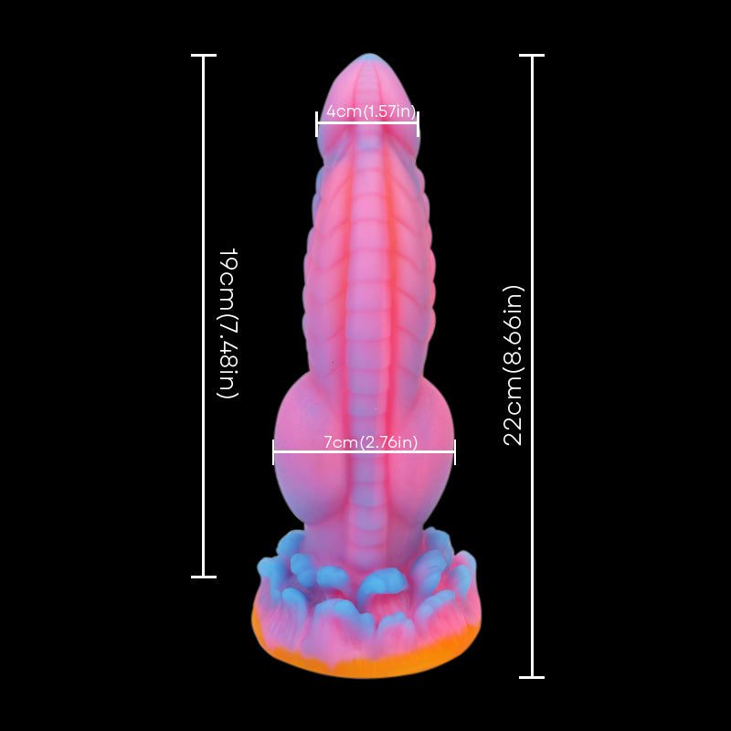 Wild Dog Dildo - 8.66inch Pink Glowing Monster Dildo with 2 Knots and Suction Cup